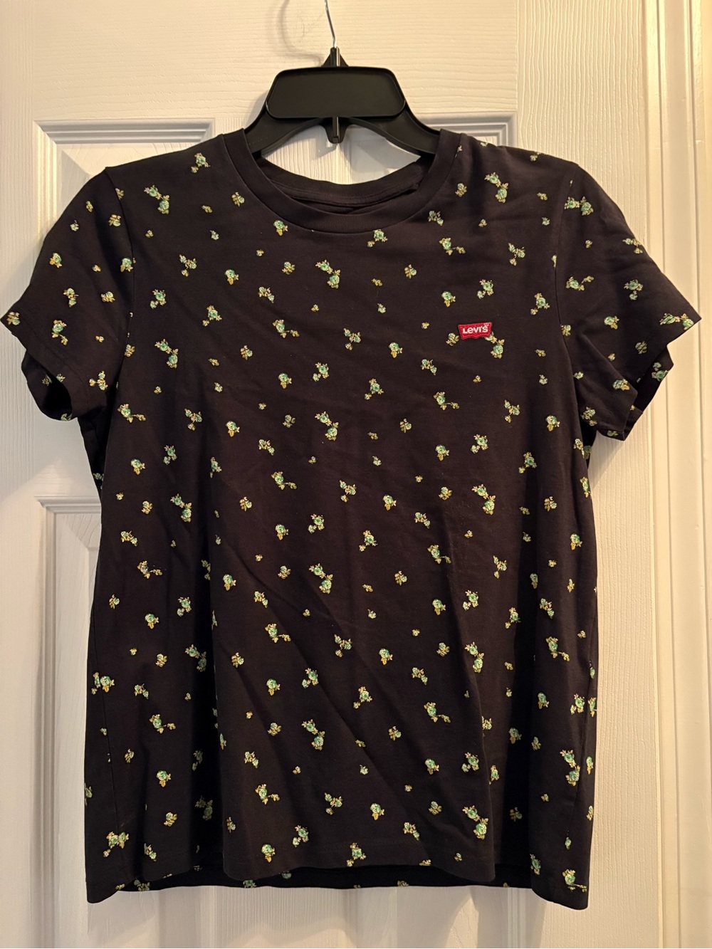 Levi's Black Tee with Green Floral Print